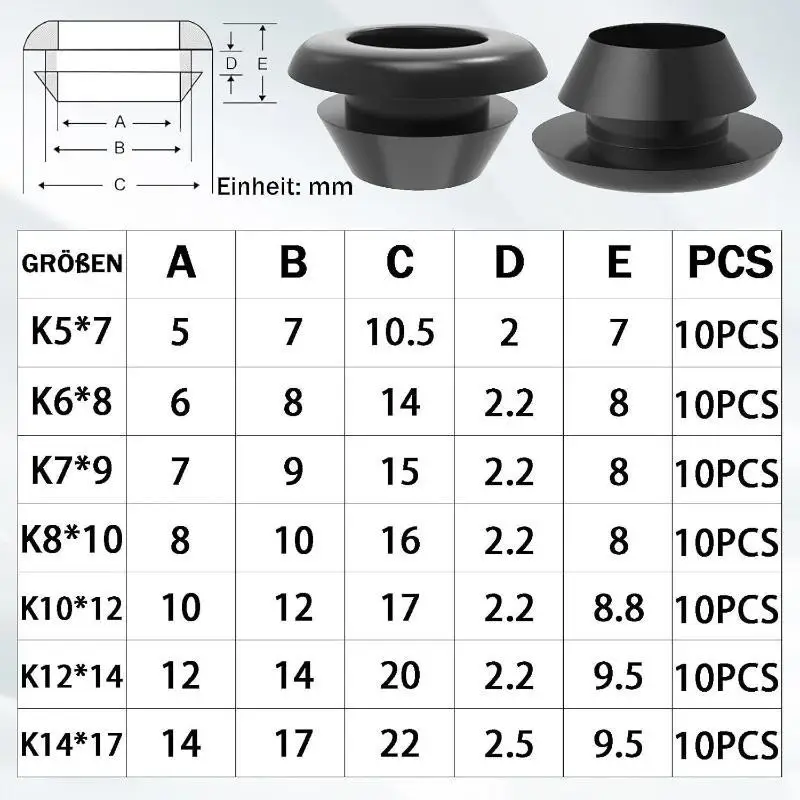 Rubber Grommet Assortment Kit 70Pcs Waterproof Wire Protector for Motorcycle Wiring Home Electrical Fixture Installation