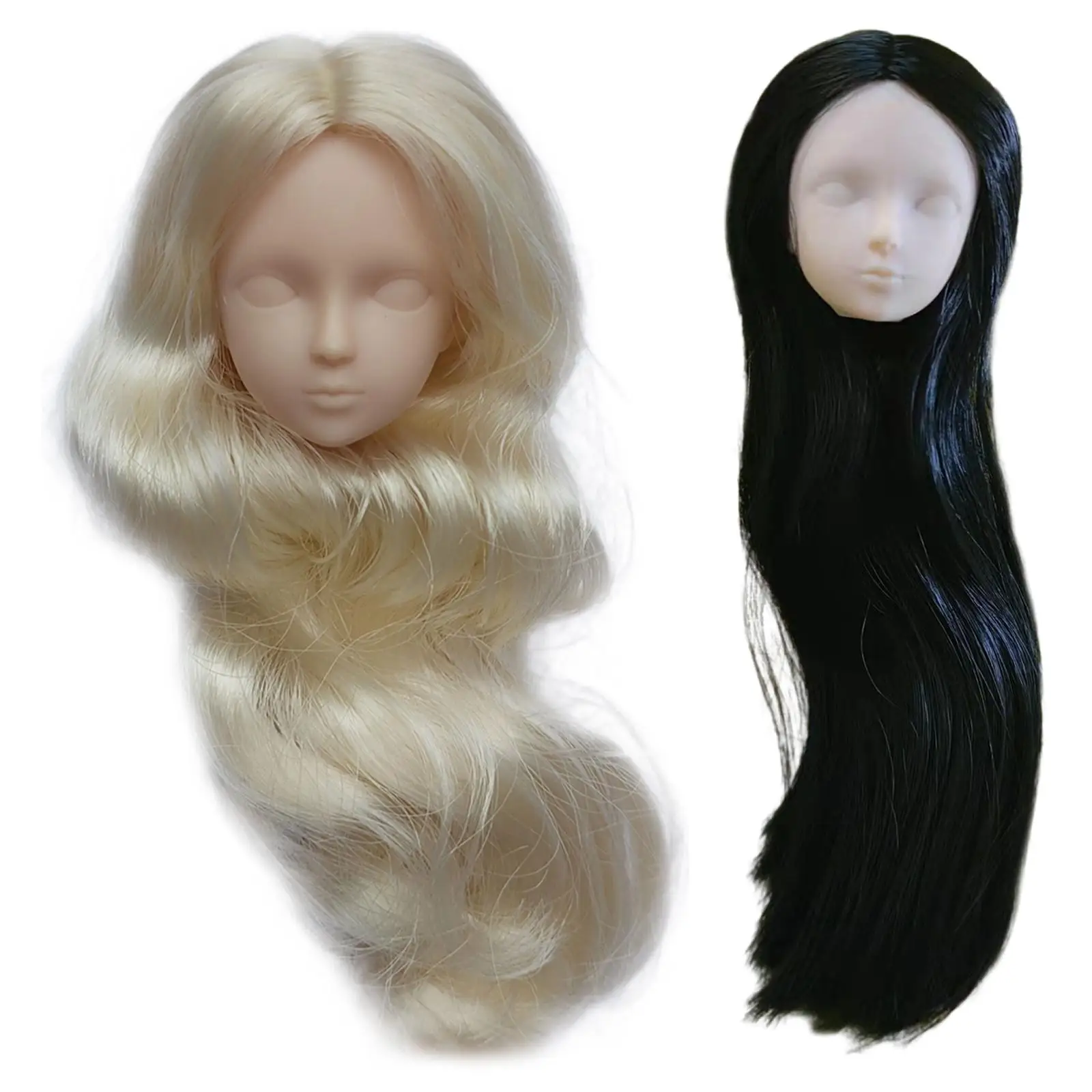 1/6 scale soft girl head sculpt with long hair doll parts for 30