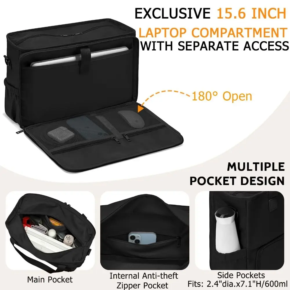 2 in 1 Lunch Tote Bag for Women Large Capacity Insulated 15.6 Inch Laptop Bag Lunch Compartment Computer Handbag Work