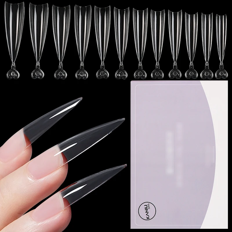 KANIU Faltenfreie, hochtransparente, biegebeständige herzförmige Nagelspitzen für die Erstellung von europäischen und amerikanischen Maniküren.
