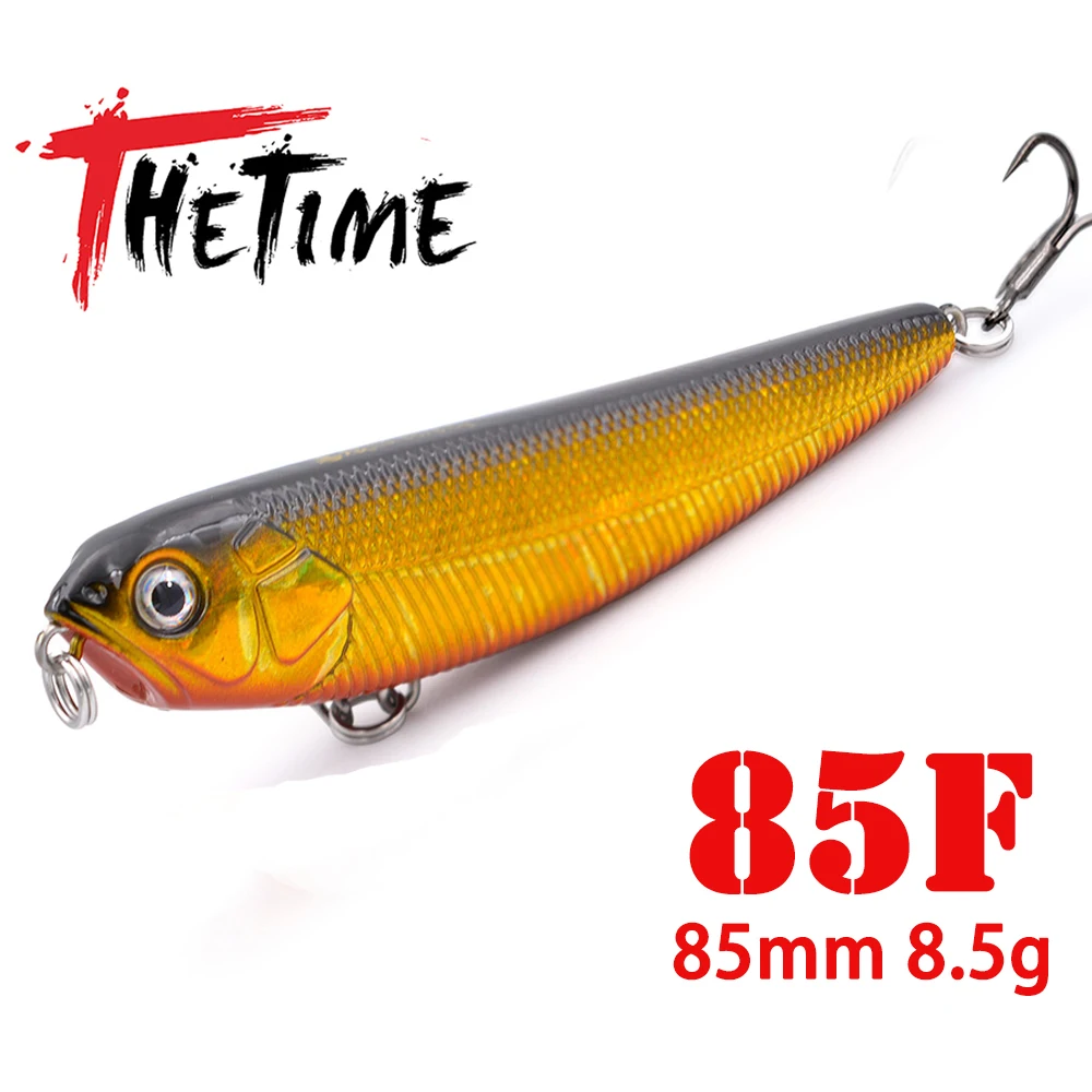 THETIME Topwater Pencil Fishing Lure 8.5g Surface Floating Stickbait Wobblers Hard Baits Bass Tackle Shake Head Walker Lures