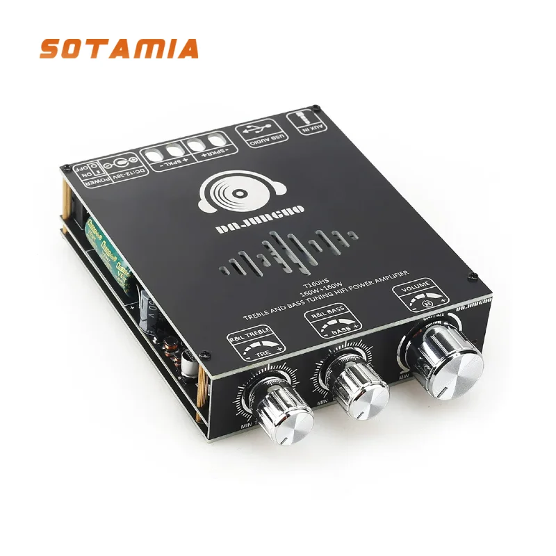 

Плата усилителя мощности SOTAMIA TDA7498E 5.1 Bluetooth, 2.0-канальный стерео цифровой аудиоусилитель 160Вт+160Вт, DC12V-36V