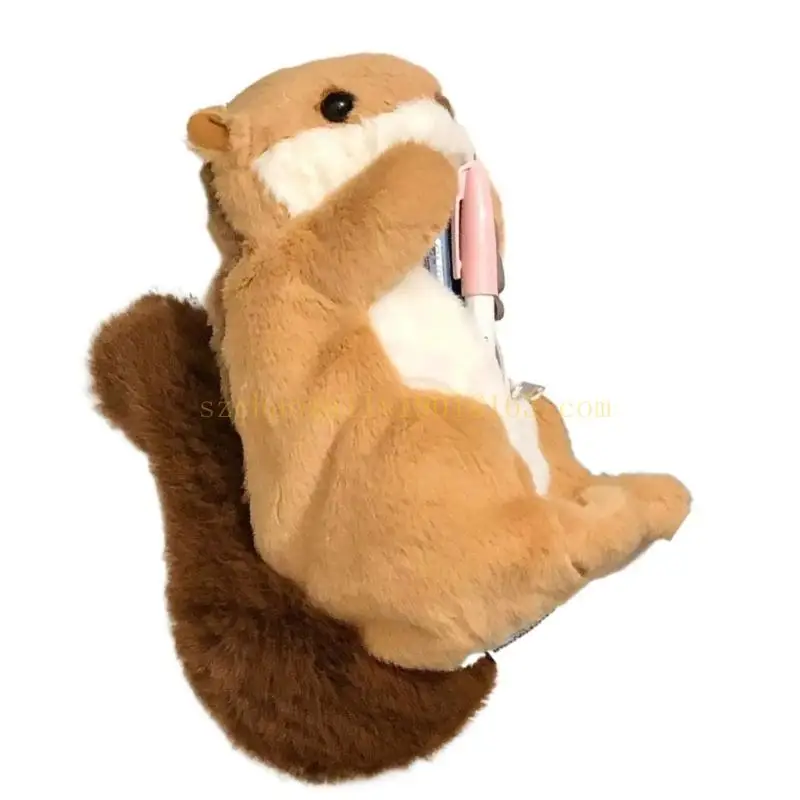 Плюшевые сумки для ручек с белкой, дорожная косметичка для студентов, мальчиков и девочек, пенал с мультяшными животными, плюшевая ручка в форме белки