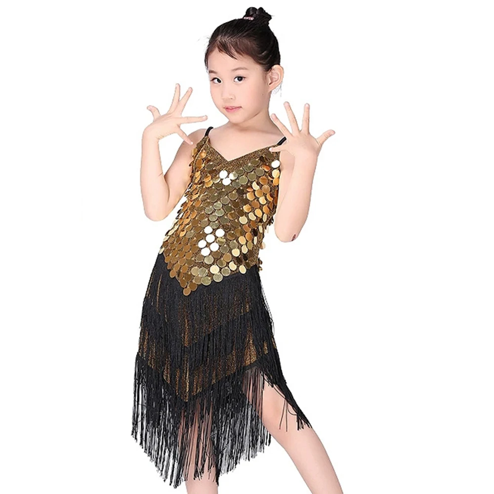 

Children's sequins Latin dance performance children's suspender tassel dress performance costume stage competition costume