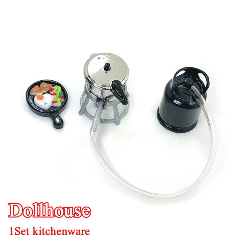 1/12 ドールハウスキッチン用品セットミニガスストーブ目玉焼き圧力鍋モデルドールハウスキッチンおもちゃ子供ごっこ遊びおもちゃ