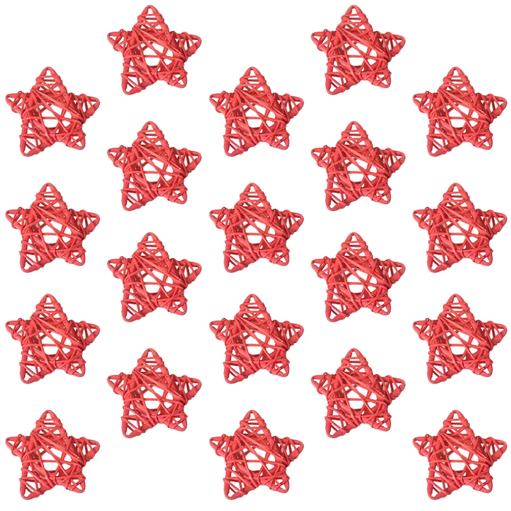 

20 Pcs Home Decor Pentagram Star Wicker Balls Ornament Rattan Stars Decoration Decorations Red Baby