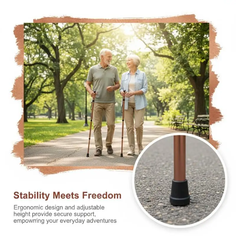 Folding Cane Portable 5-Level Adjustable Height Walking Stick With Foldable Design Wrist Strap