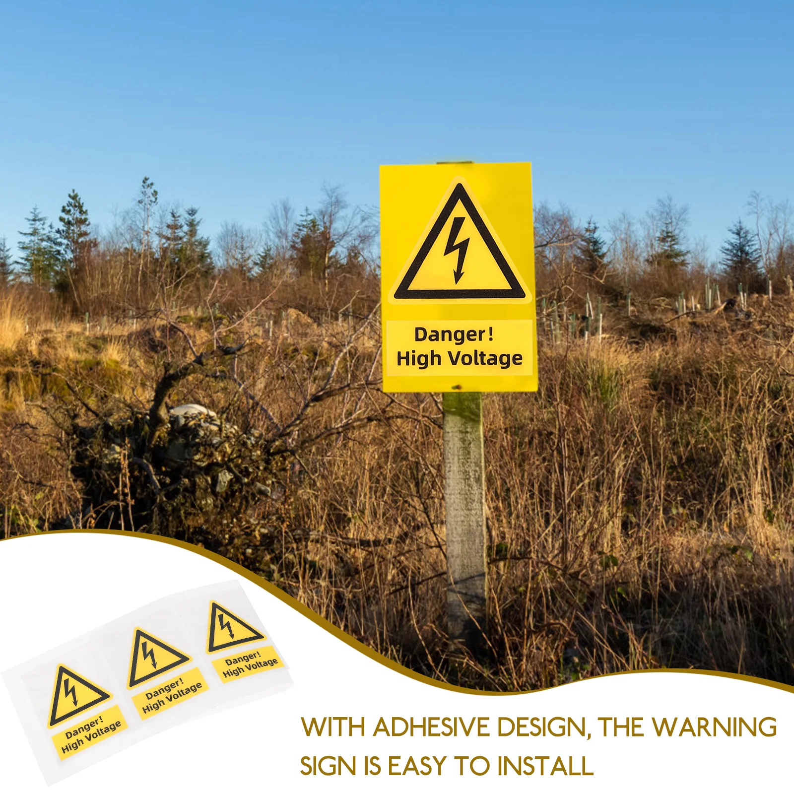 

5pcs High Voltage Warning Labels Safety Stickers Electrical 60x44mm Tear Resistant PC Material Traffic Symbols