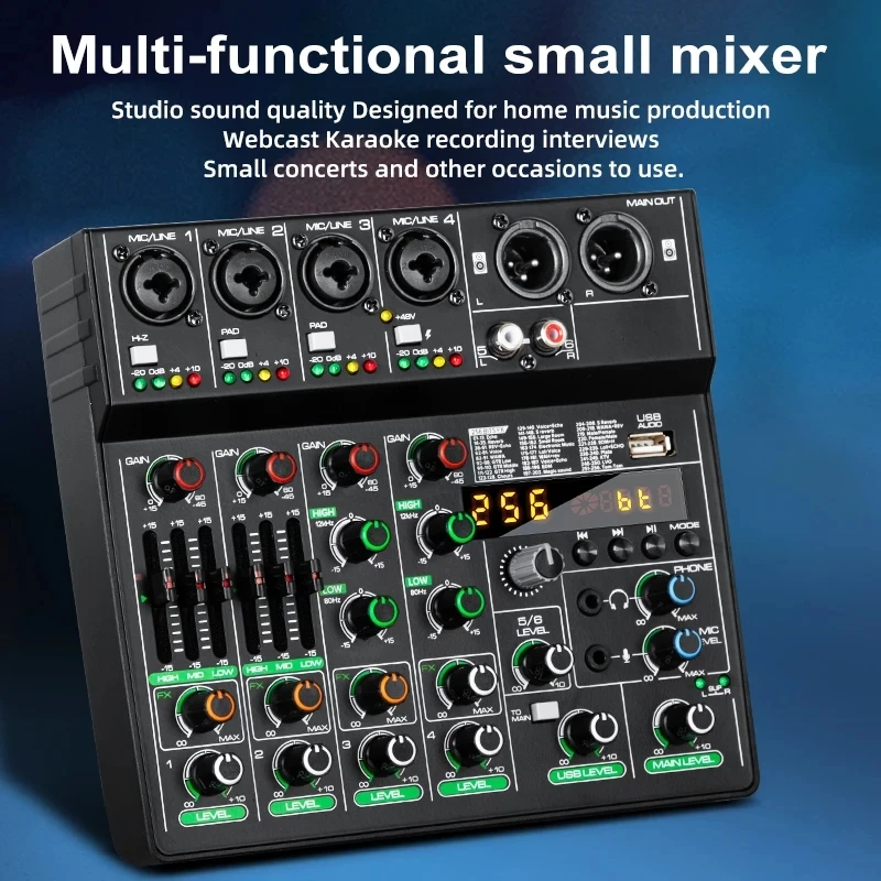 

6-way Bluetooth small mixer built-in 48V power supply stage guitar amplifier player mixer