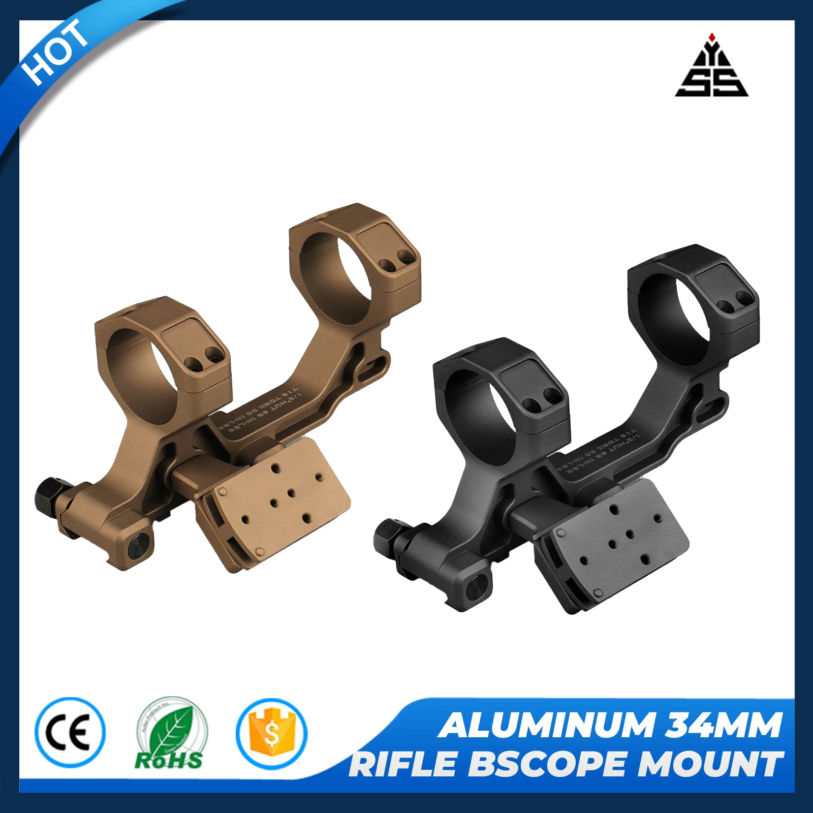 

YSS Tactical 30/34mm Scope Mount - 1.93" Centerline Height, 7075 Aluminum for Night Vision & Outdoor