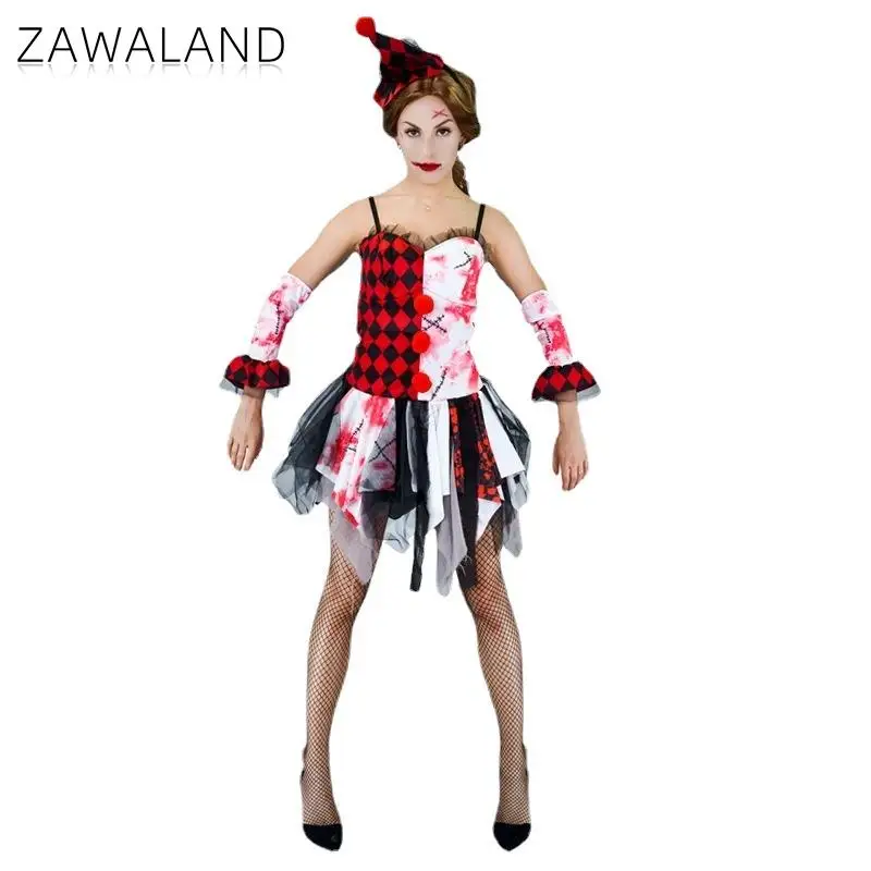 Zawaland-ハロウィンコスチューム,女性,カーニバル,楽しいショー,背中の開いたドレス,ホリデーパーティー,ホラーパフォーマンスウェア