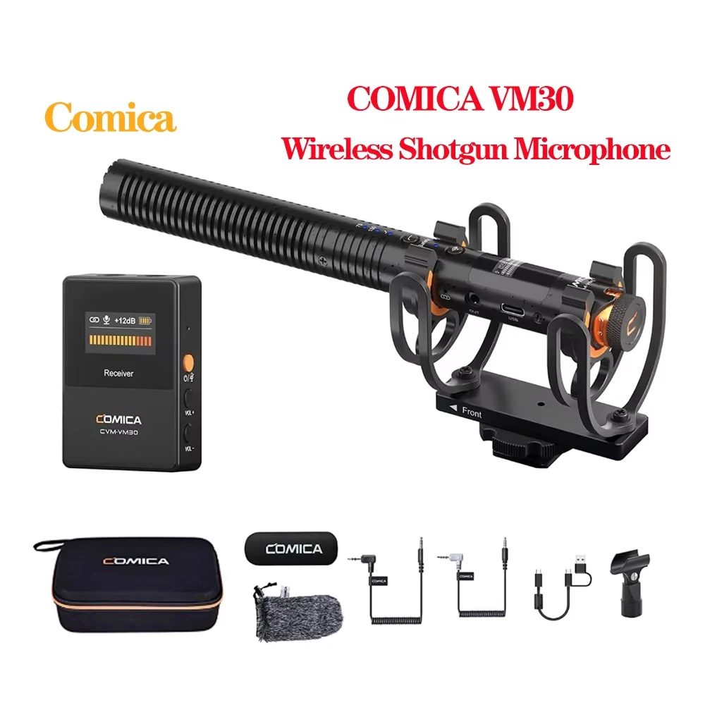 COMICA VM30 2.4G Super Cardioid Condenser Wireless Shotgun Microphone for DSLR Camera Smartphone Computer Wireless Microphone