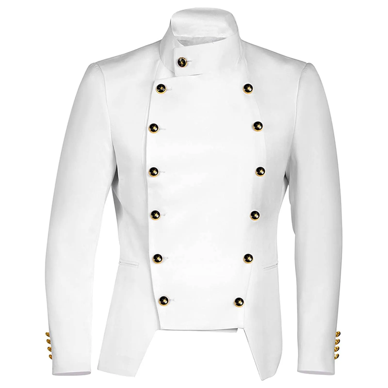 Men's Medieval Steampunk Slim Fit Blazers Halloween Cosplay Costume Male Double Breasted Long Sleeve Nightclub Party Suit Jacket