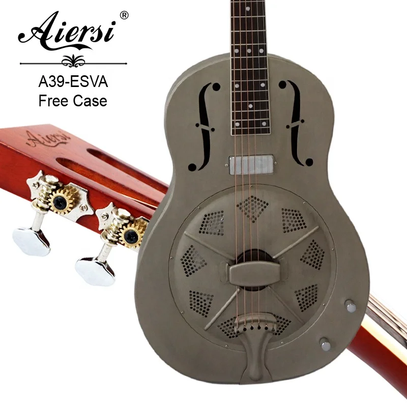 Aiersi Brand Matt Duolian Style Metal Dobro Electric Resonator Guitars