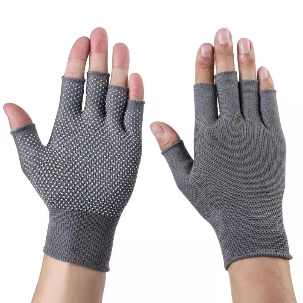 Safety Stretch Anti-Slip Gloves Sports/Biking/Fishing Sunscreen Half Fingers Gloves Breathable Driving Mittens Spring Summer