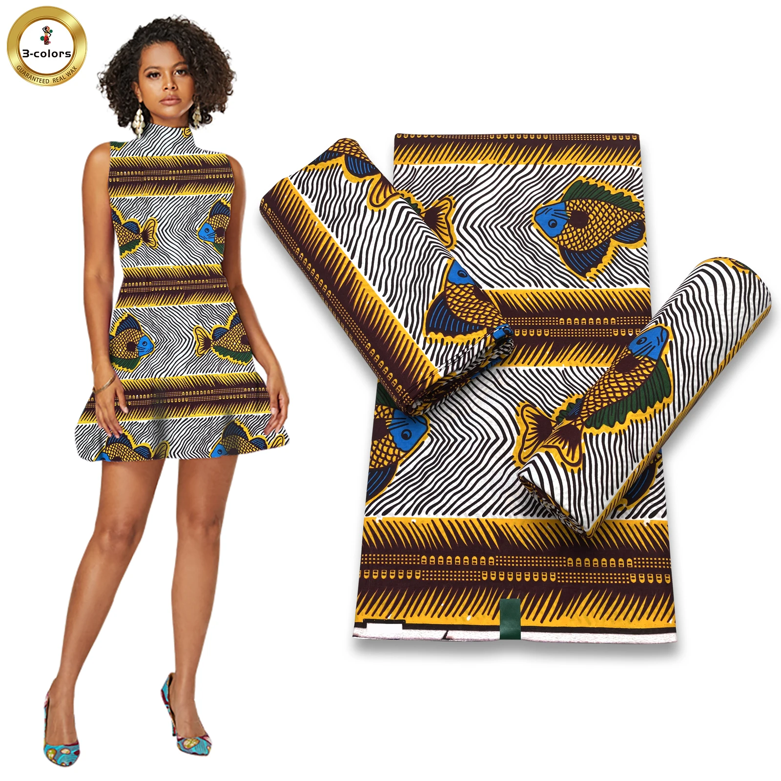 Guaranteed Veritable African Real Wax Fabric 100% Cotton Ankara Prints Wax Wholesale Prices Nigerian Style Tissu Pagnes