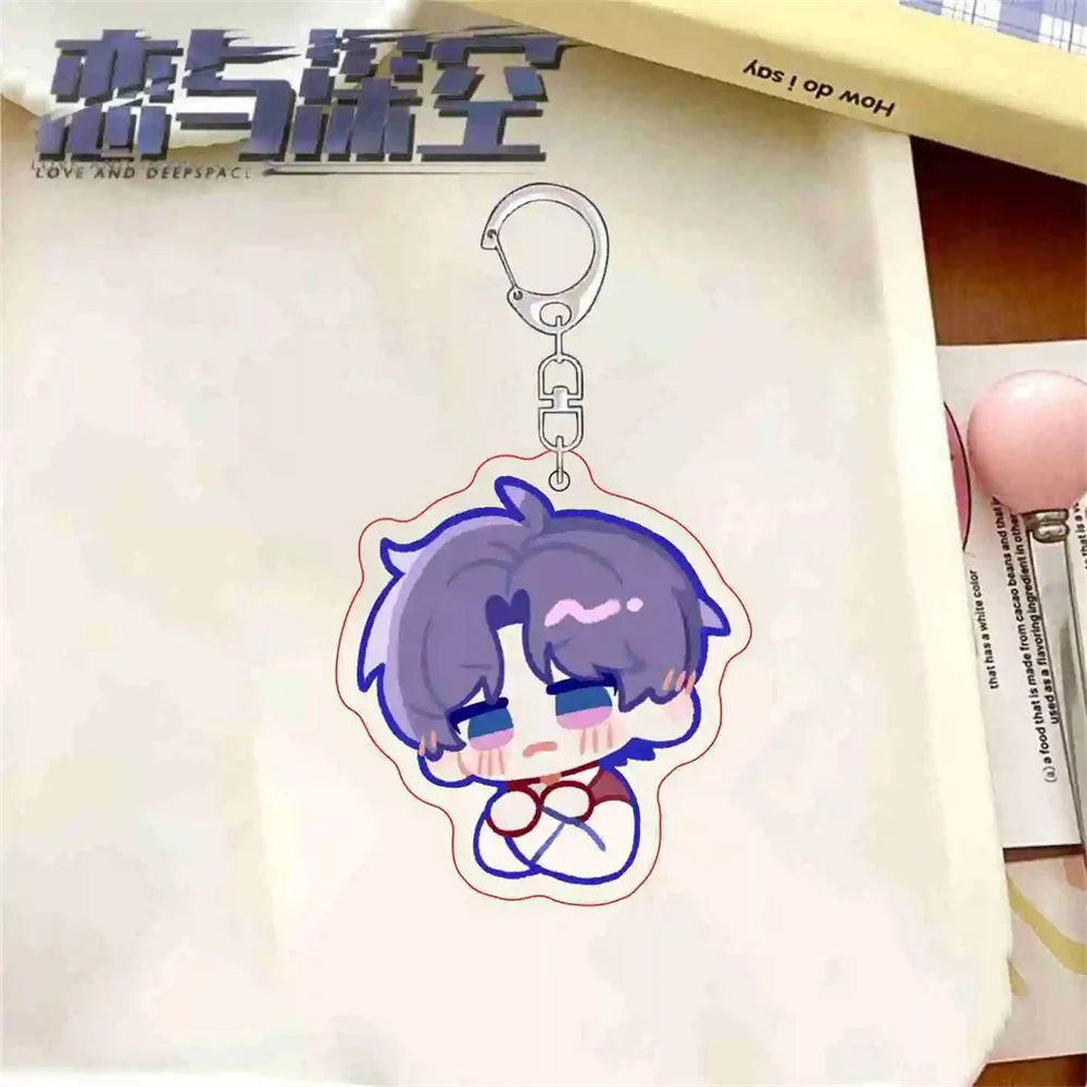 8PCS Love and Deepspace Q Version Anime Keychain Xavier Zayne Rafayel Acrylic Llaveros Shen Xinghui Li Shen Qi Yu Bag Pendent