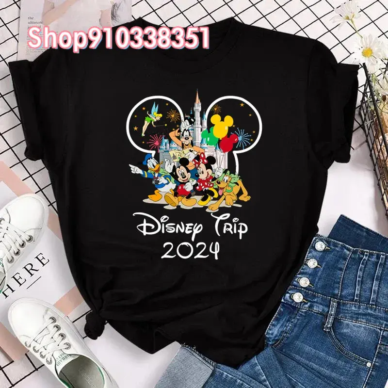 

Cute T Shirts Funny Mickey Tshirt Minnie Mouse Cartoon Trip T-shirt Women T Shirt Summer Vacation Top Women Female Clothing