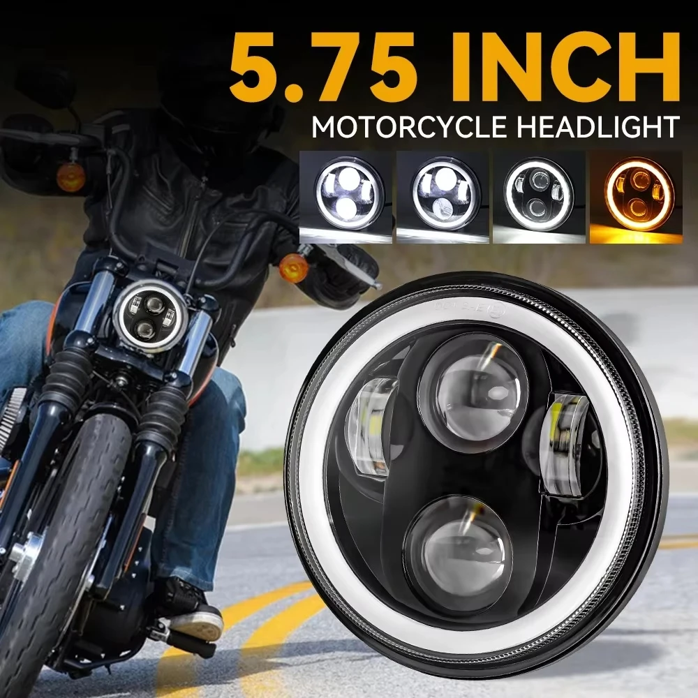 

5.75 Inch Headlight 5 3/4" DRL Motorcycle Headlamp for Harley Dyna Iron 883 Street Bob FXDB VRSVD VRSCDX XG Round Moto Lamp