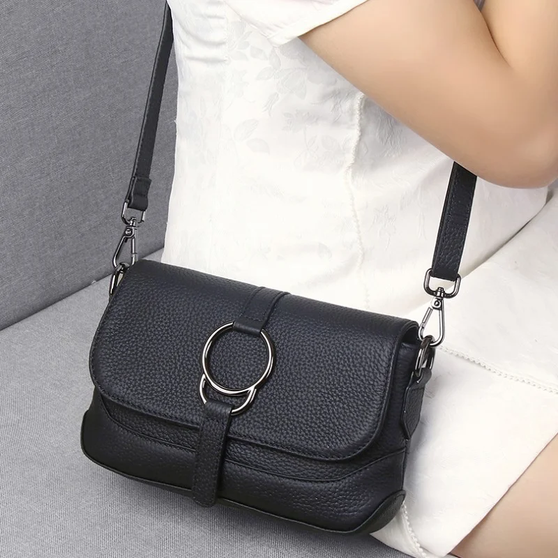 2023 New Fashion Genuine Leather Women\'s Crossbody Bag Women\'s Leisure Sandwich Cowhide Mom\'s Shoulder Bag