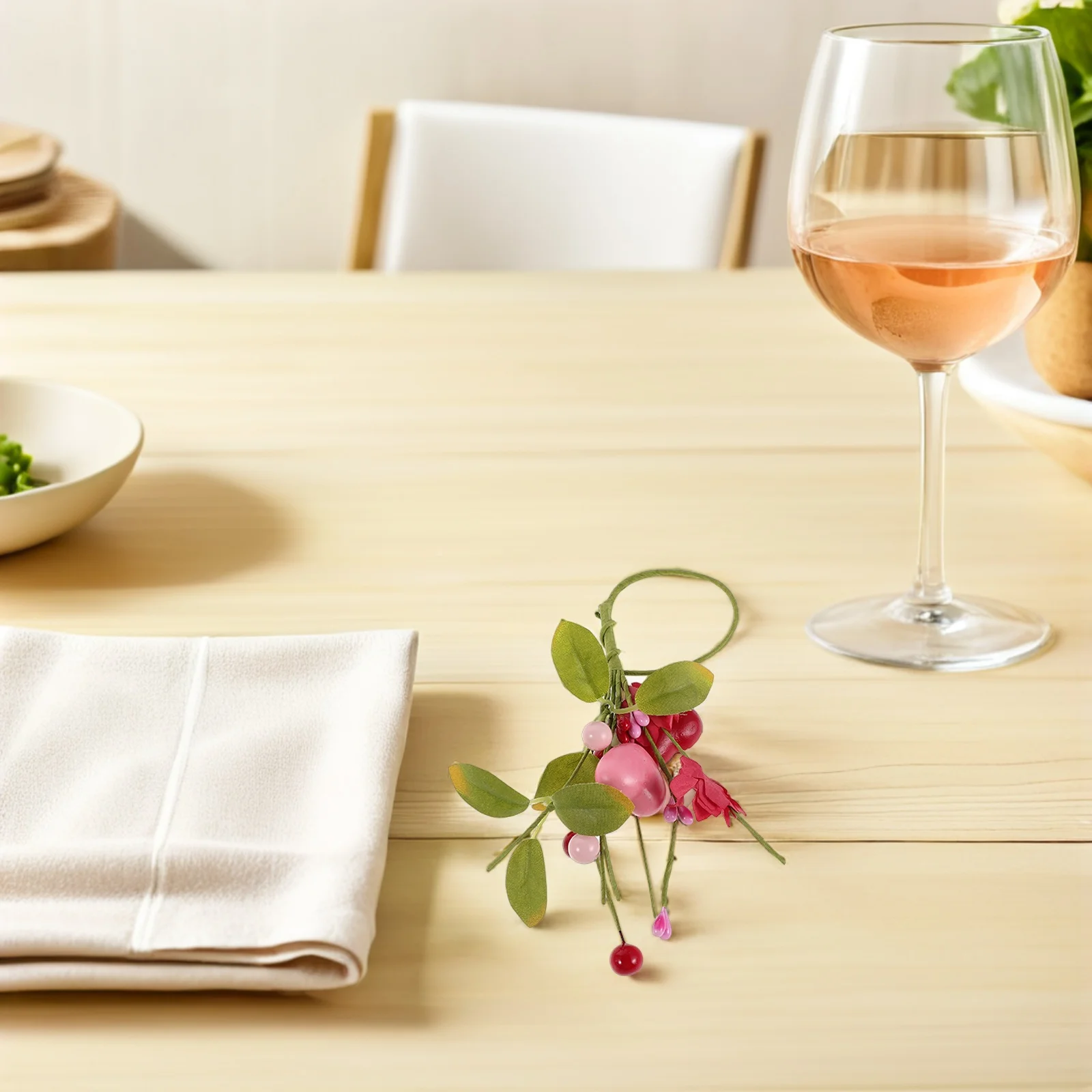 

6pcs Artificial Flower Napkin Rings Heart-Shaped Valentine'S Day Table Decor For Wedding Anniversary Romantic Dinner Reusable