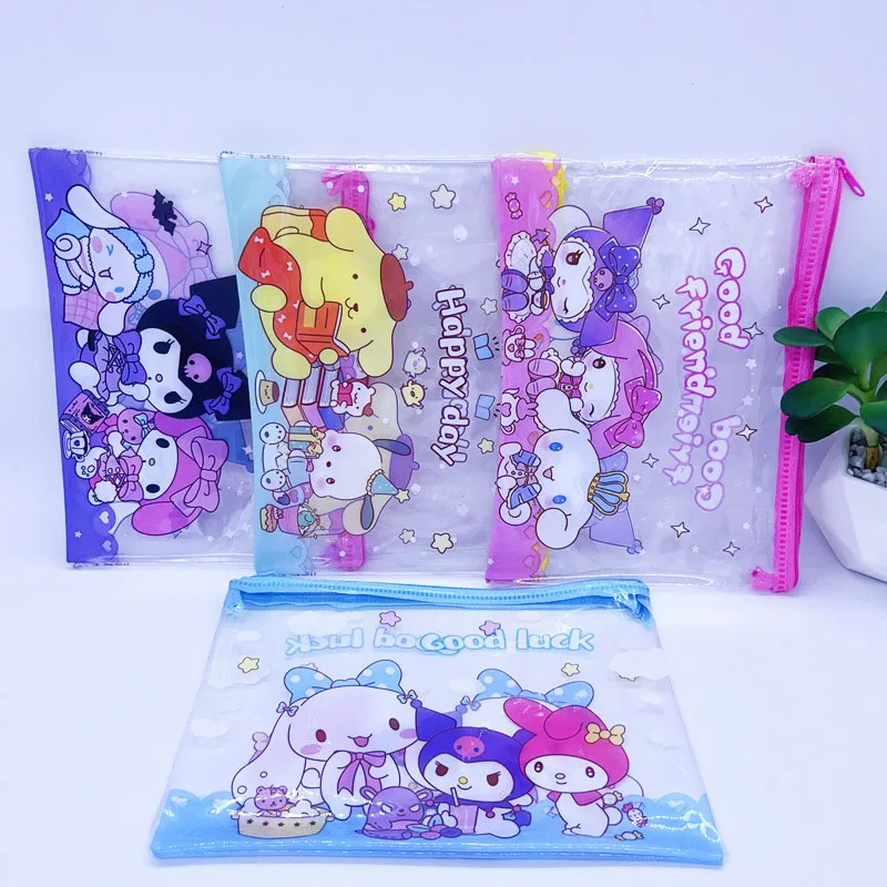 Imagem -04 - Sanrio Kuromi Melody Cinnamoroll Lápis Case Bolsa de Arquivo Kawaii Bolsa de Papelaria Escritório Material Escolar Presente da Promoção 24 Pcs por Lote