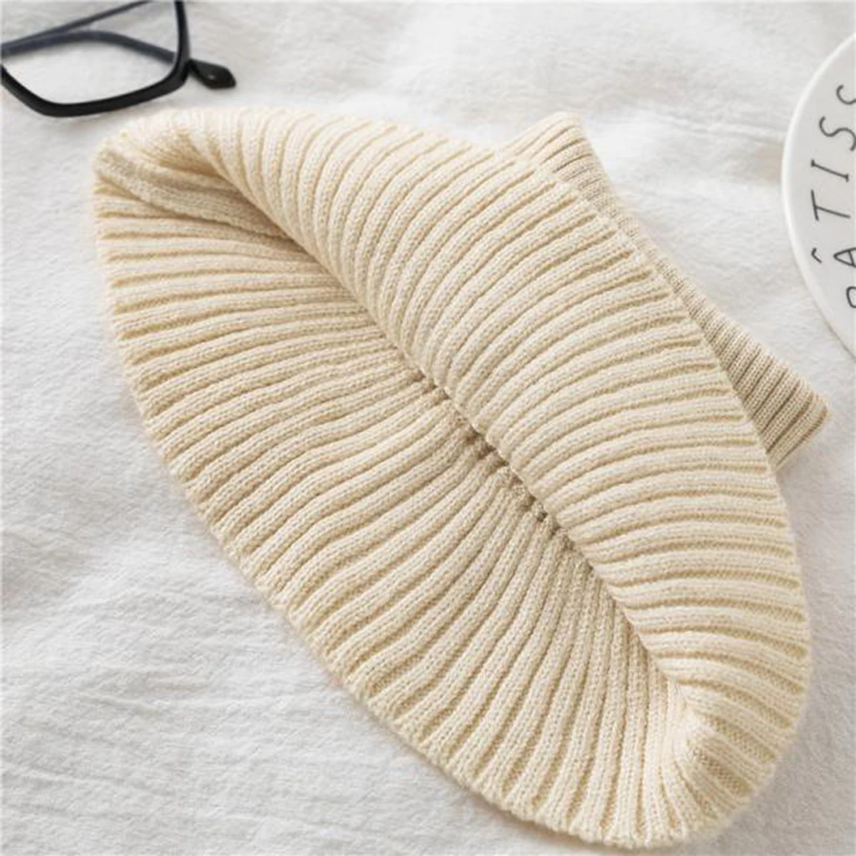 New Knit Wool Neckwear Scarf Detachable Women Pure Color Fake Collar Winter Warm Windproof Neckscarf High Neck Collar