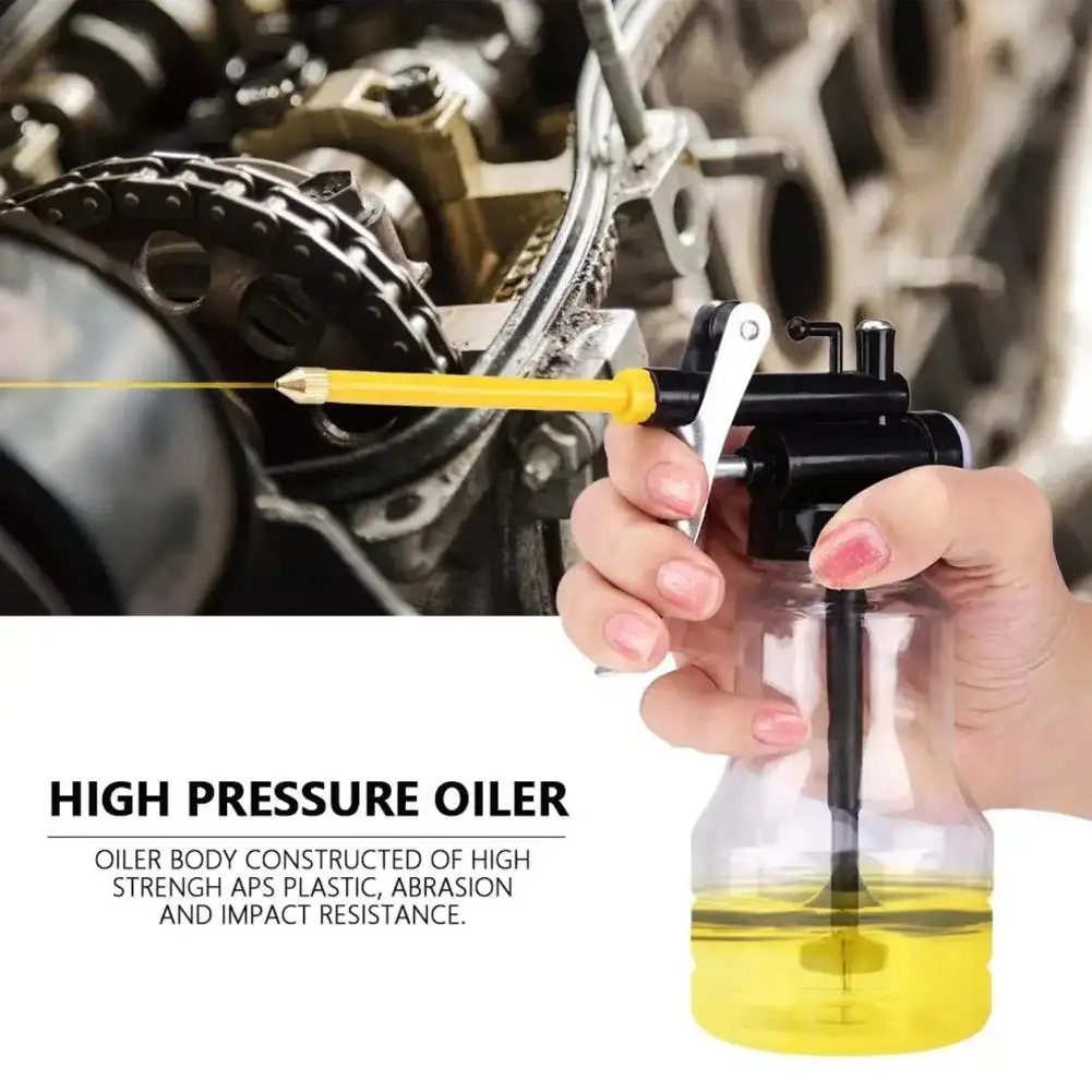 250/350ml High-pressure Transparent Oil Pot Small Protable Car Oiler Machinery Maintenance Tool With Oil Spray Hose