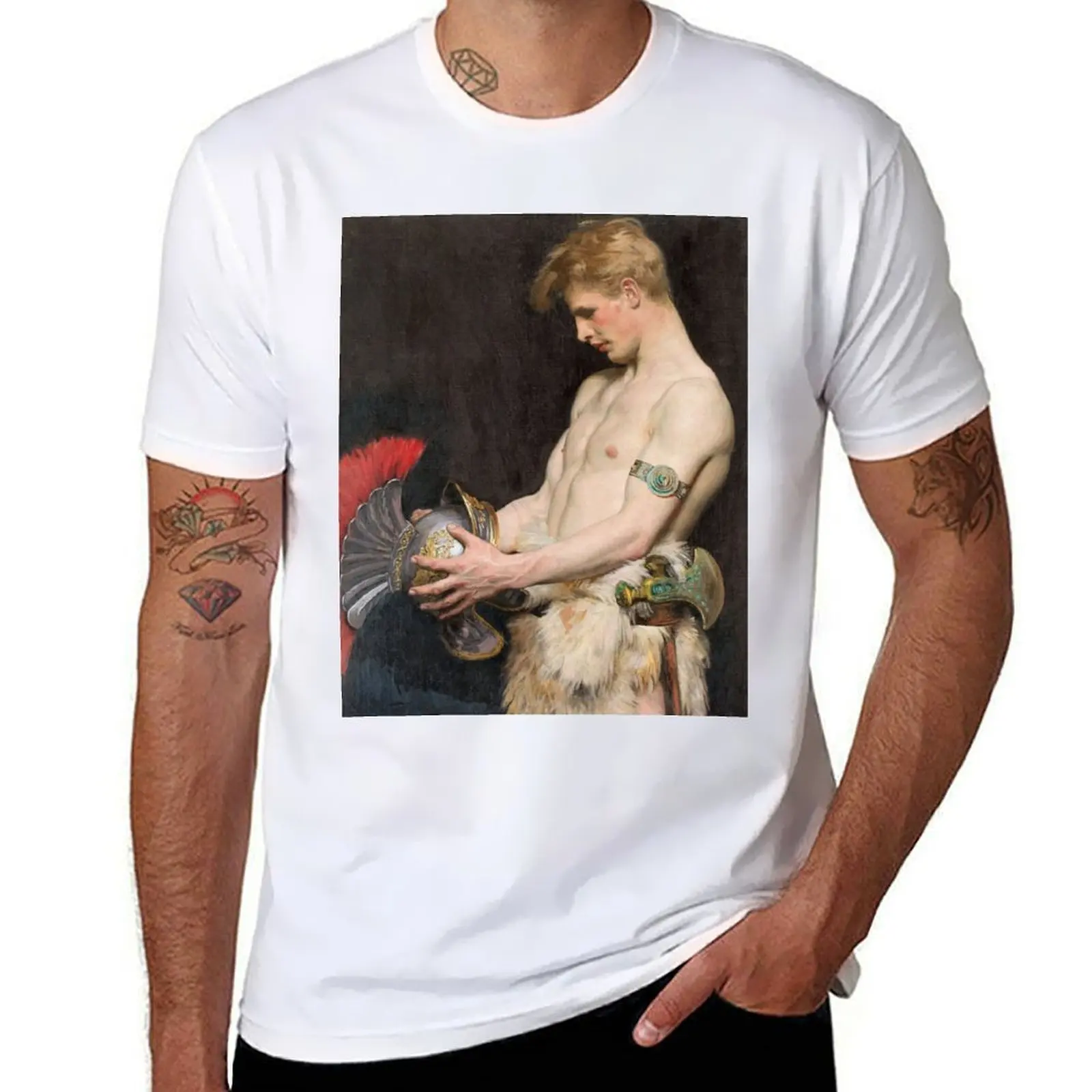 

Germanic warrior with helmet T-Shirt men t shirt cotton 100% funny t shirts cotton T-Shirt