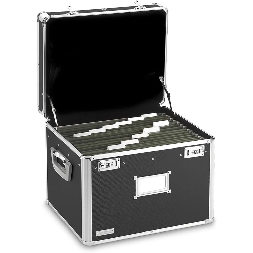 

Portable File Box - 17.5 x 14 x 12.5 Inch Legal/Letter Size Storage Box with Dual-Combination Locking for Document Filing