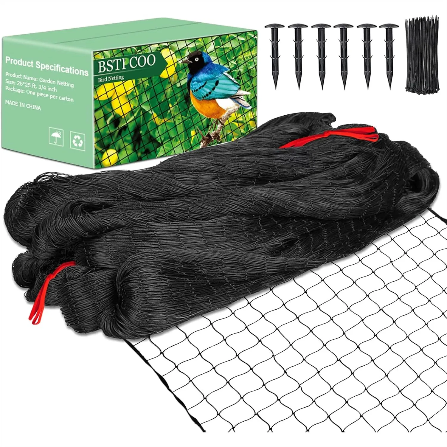 

25 X 25 Ft Bird Netting For Chicken Coop, Nylon 3/4 Inch Mesh Poultry Netting For Roof Hawk Aviary Deer Fence Garden Fruit Trees