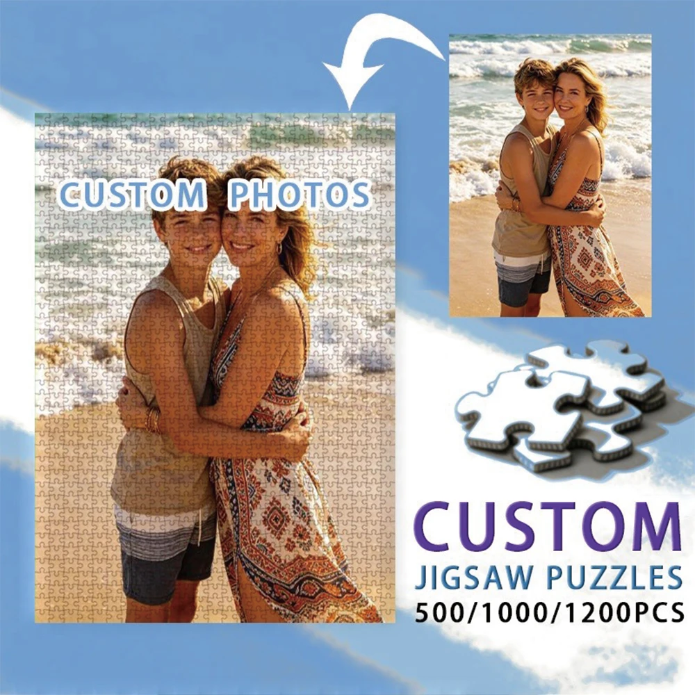 35/300/500/1058pcs Personalized Custom Photo Puzzle Tourist Photos Parent-Child Interactive Diy Assemble Game Toy