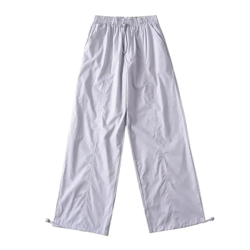 

2024 Fashion Retro Low-waist Wide-leg Pants White Casual Pants Women Straight Quick-drying Loose Pants Y2K Streetwear