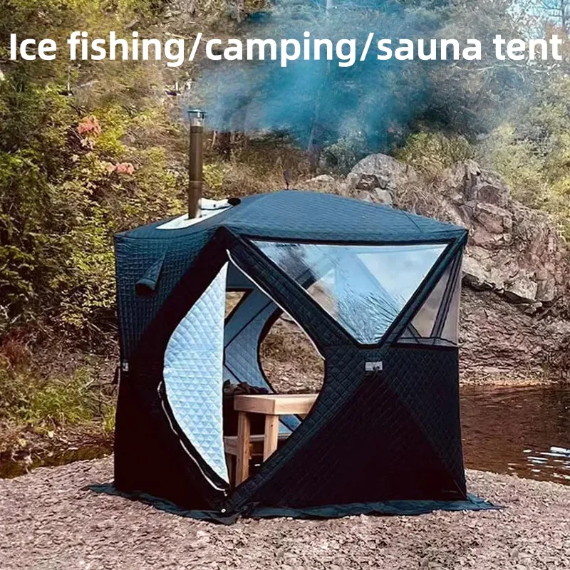 Outdoor Winter Ice Fishing Tent Pop Up Automatic Quick Opening Thick Cotton Windproof Waterproof Flame Retardant Sauna Tent