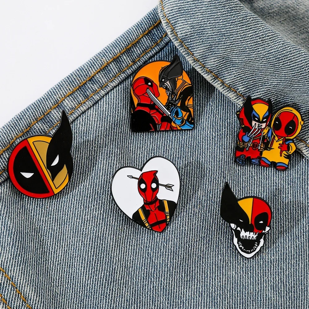 Metal Badge Deadpool with Wolverine Alloy Drip Brooch Superhero Pin Accessory Gift