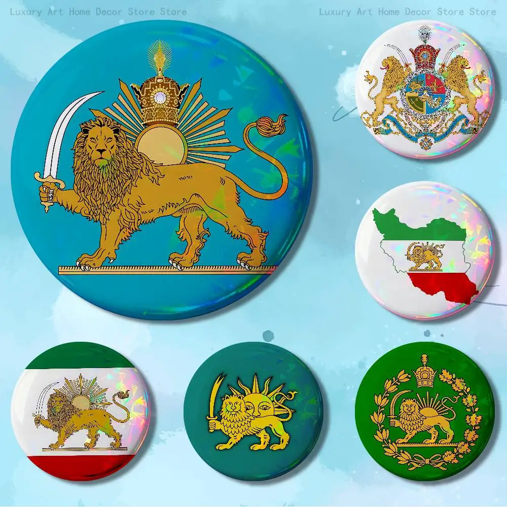 

I-Iran national emblem Custom Badges 75mm 44mm 25mm Brooch Backpack Hat Enamel Pins Accessories Toys Gifts