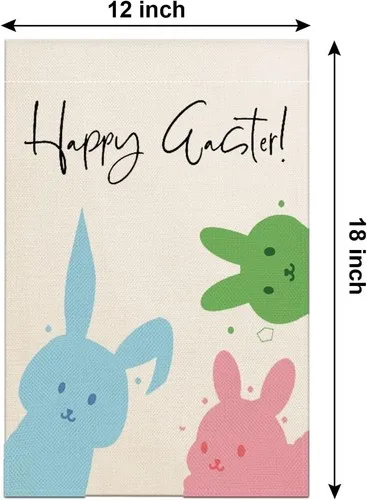 ButyHome Happy Easter Double Sided Garden Flag 12×18 Inch (Stand Not Included) RRM IIX SSL