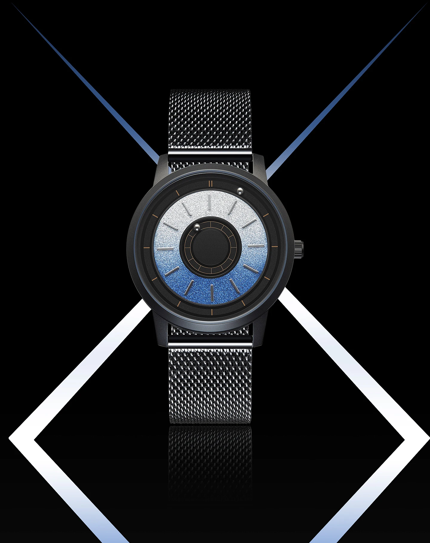 Eutour E040 Nieuwigheid Magnetisch Horloge Man En Vrouwen Stalen Band Bal Tonen Wijzers Quartz Horloges Mannen Blauw Mode Paar Horloge