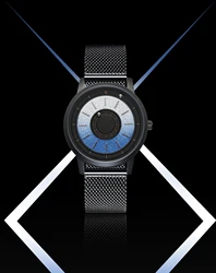 EUTOUR-reloj magnético E040 con correa de acero para hombre y mujer, cronógrafo de cuarzo con puntero, color azul, a la moda, para pareja, novedad