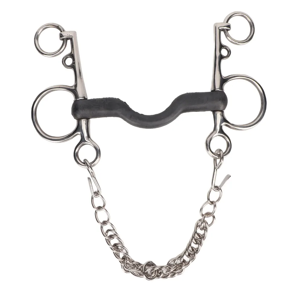 Stainless Steel Horse Mouth Bit Silver Hand Polished Horse Mouth Snaffle Easy Install Rubber Center Stainless Steel Horse Bit