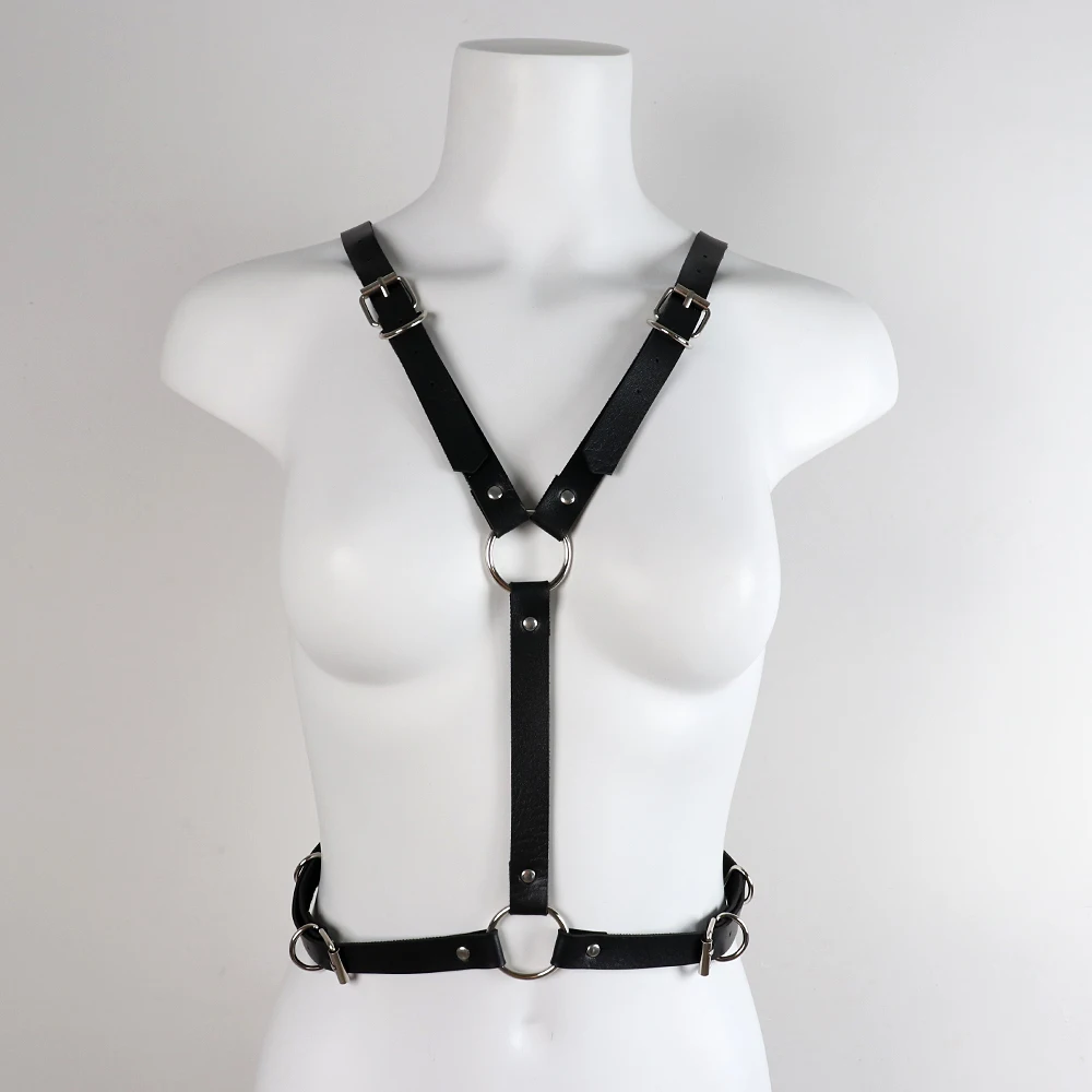 حمالة صدر PU سوداء للنساء على الطراز القوطي، حزام مجنح الملاك، حزام خصر مزخرف مثير لحفلات المهرجانات #5