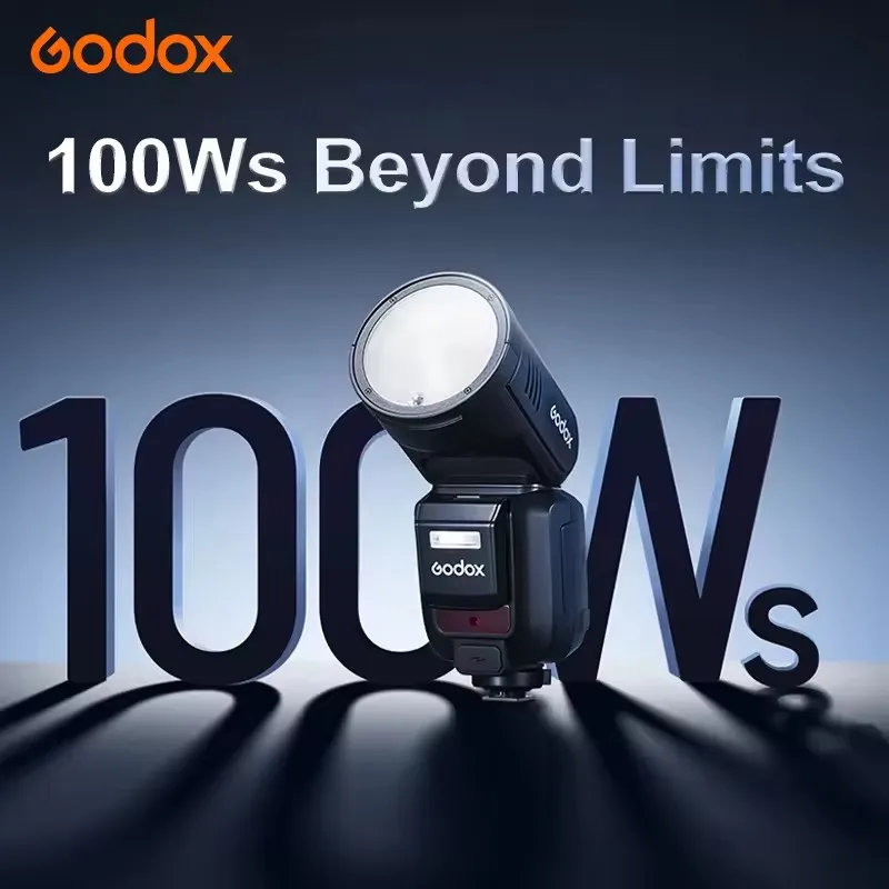 Original Godox V100 Camera Flash TTL Round Head Li-ion Electronic Speedlite Custom Flashlight For Canon Nikon Sony Fuji Olympus