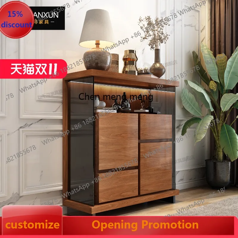 

French porch cabinet villa living room sofa side cabinet corridor antique with lamp solid wood locker