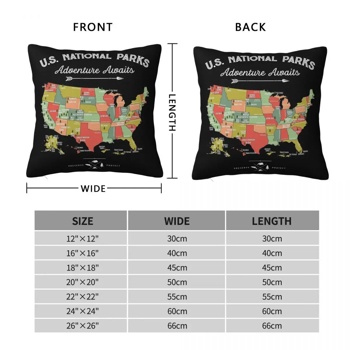 All National Park Adventure Awaits Pillowcase Polyester Linen Velvet Pattern Zip Decorative Pillow Case Room Cushion Wholesale