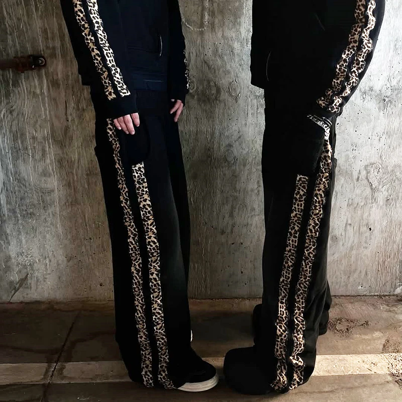 

Спортивные штаны унисекс в стиле ретро Y2K с леопардовым принтом, повседневные свободные модные удобные брюки для всех
