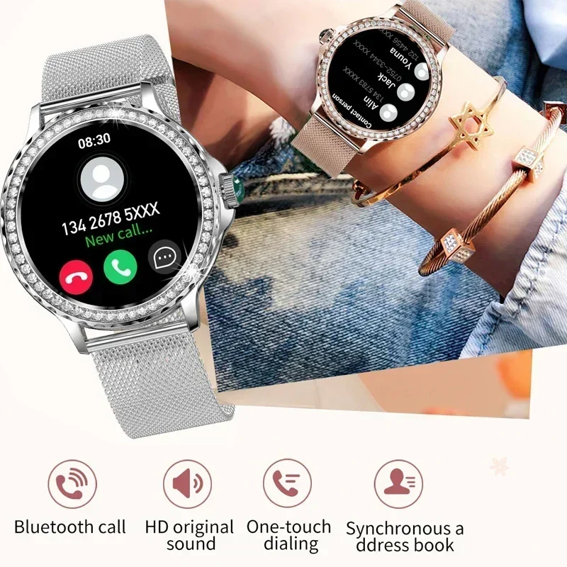 Smart Watches Fashion Women Fitness Sports Bracelet Bluetooth Call Blood Pressure Heart Rate Detection Lady Smartwatch 2024 New