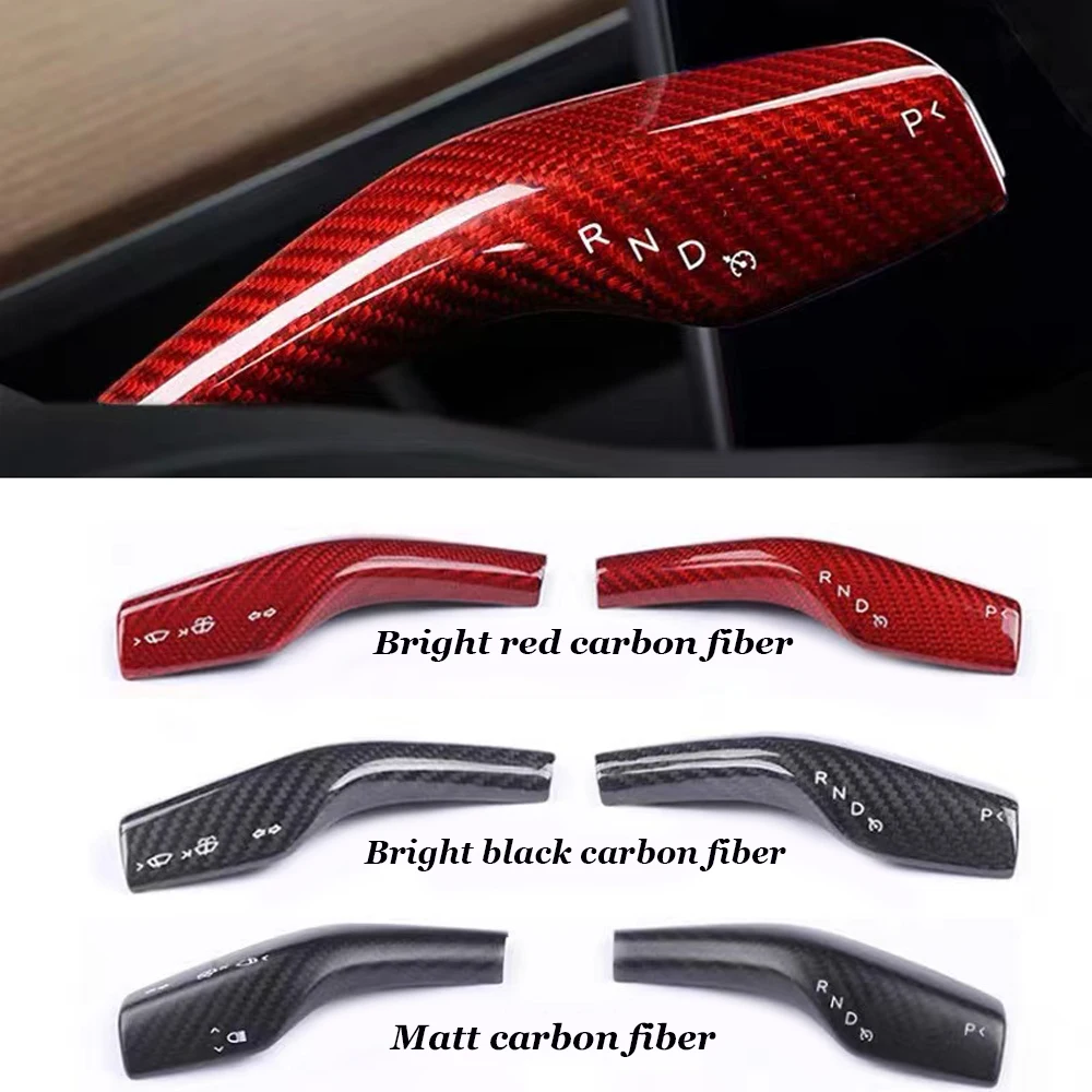 

2X For Tesla Model 3 Model Y Interior Remodel Patch model3 Car Silicone Black Red Carbon fiber Column Shift Protection Cover