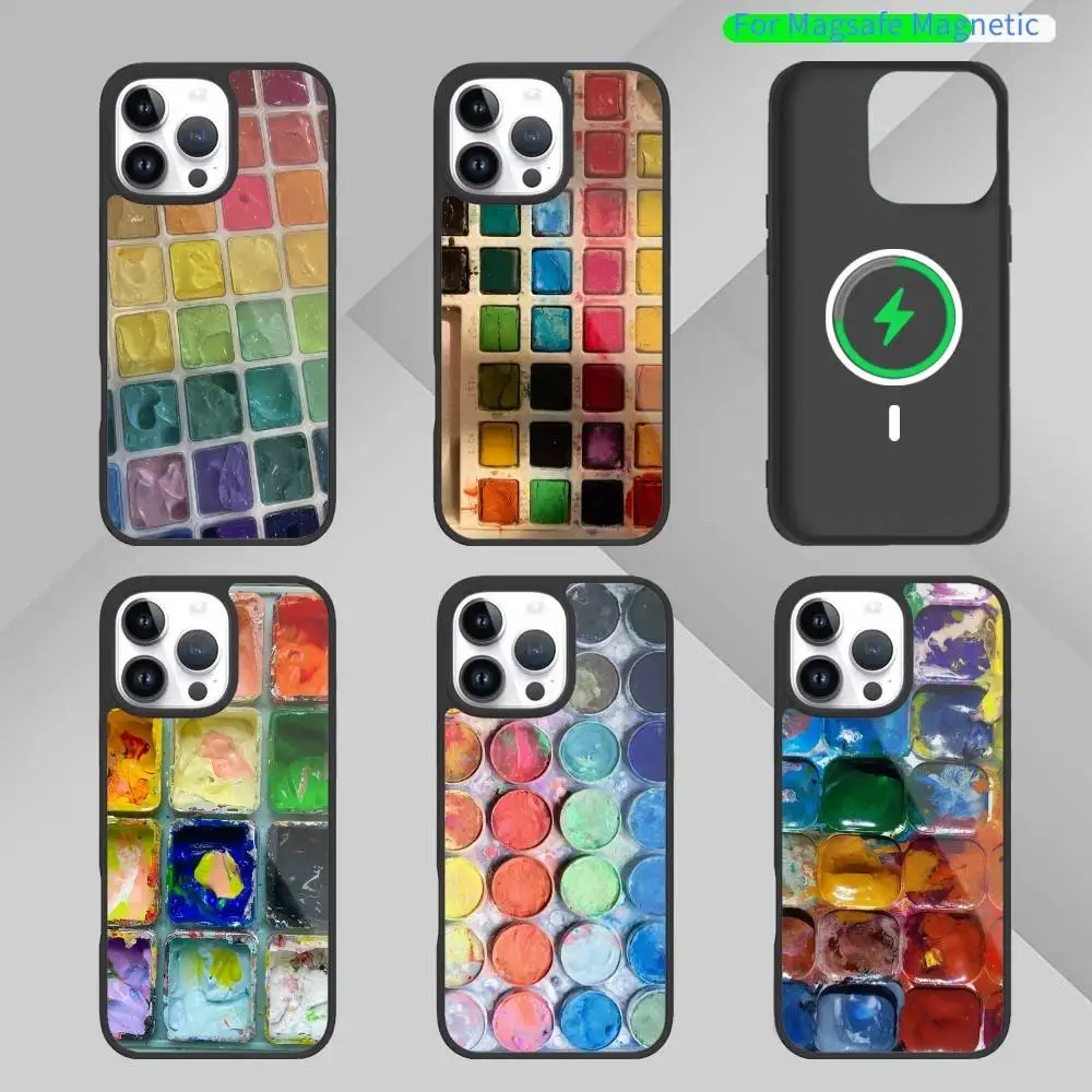 

watercolor paint palette aesthetic Phone Case For iPhone17,16,15,14,13,12,11 Plus,Pro Max Magnetic For Magsafe Wireless Charging
