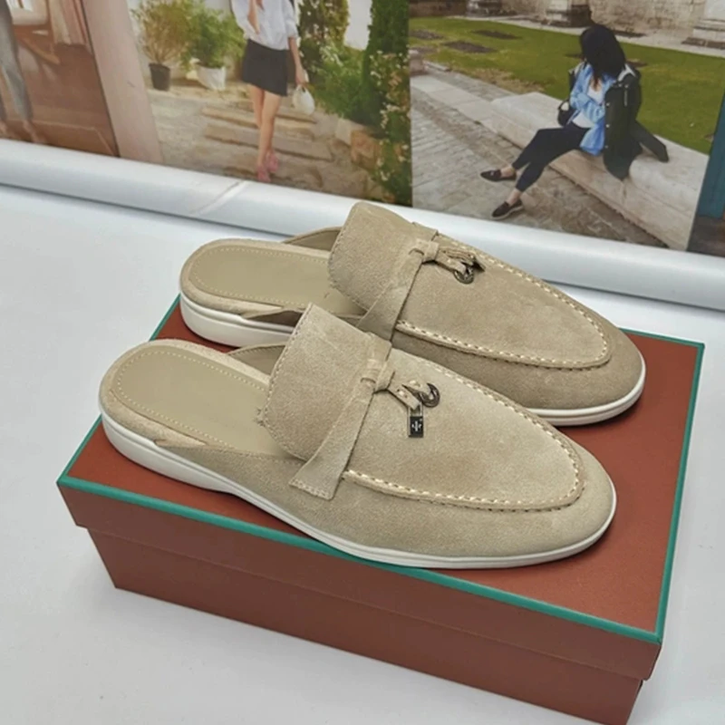 

Новинка 2026, повседневные женские сабо без шнуровки с металлической подвеской Lo Bule, дышащие всесезонные резиновые ботинки с круглым носком на плоском каблуке