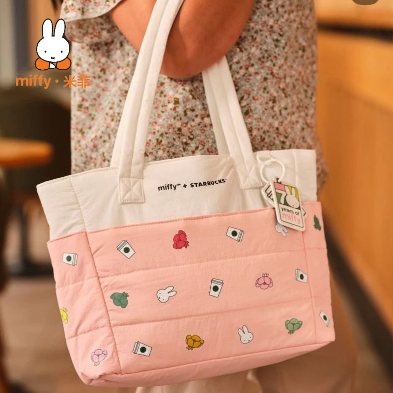 

Сумка через плечо Miffy большой вместимости, повседневная портативная сумка для покупок, портативная сумка для ежедневных поездок, праздничный подарок для девочек